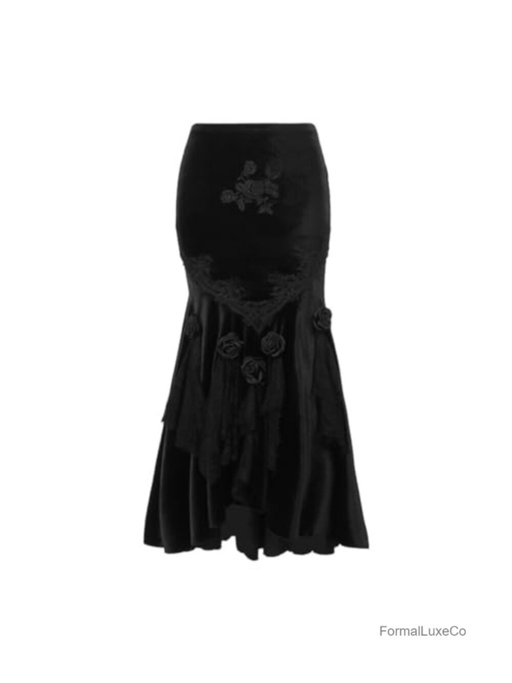Velvet Gothic Pleated High Waist Long Maxi Fishtail Mermaid Skirt